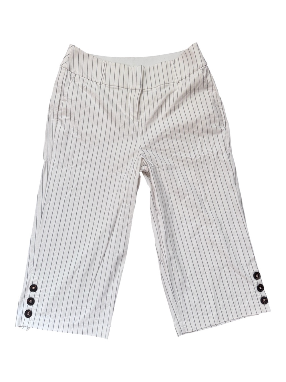 Lane Bryant White Pinstripe Trousers with Black Stripes